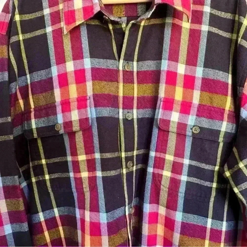 Lands’ End Men’s Button Down Plaid Cotton Flannel Shirt XXL (18-18 1/2)